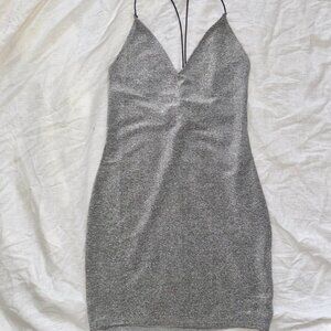 H&M glittery silver bodycon dress